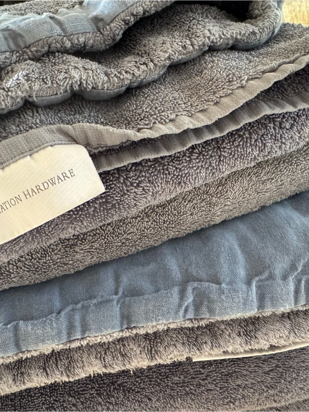 2 Sets of Restoration Hardware Slate Blue Cotton Bath Towels